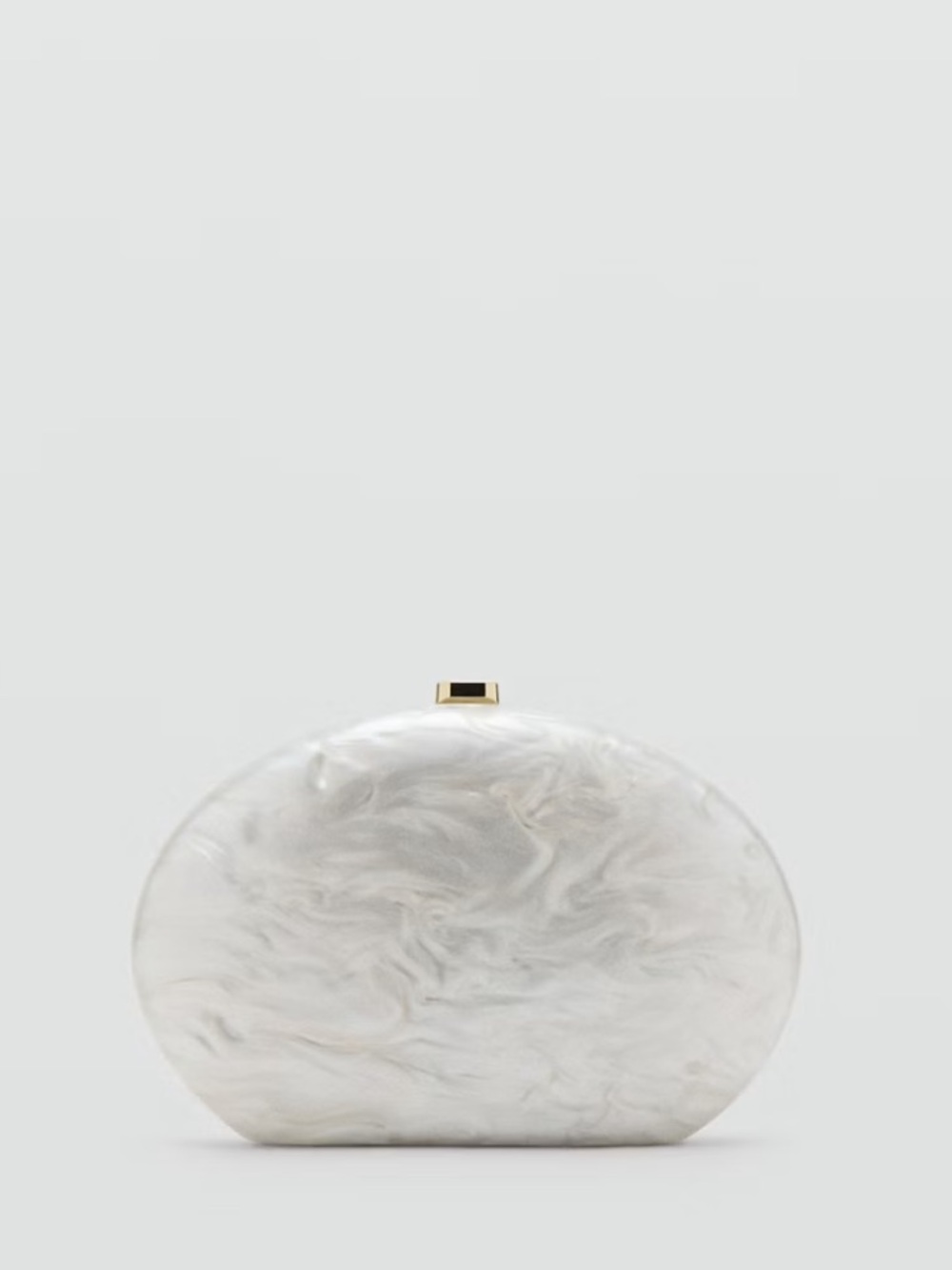 NWT Ivory White Marble Oval Clutch Bag